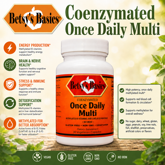 Supplement bottle of a multivitamin on a light green background with key selling points