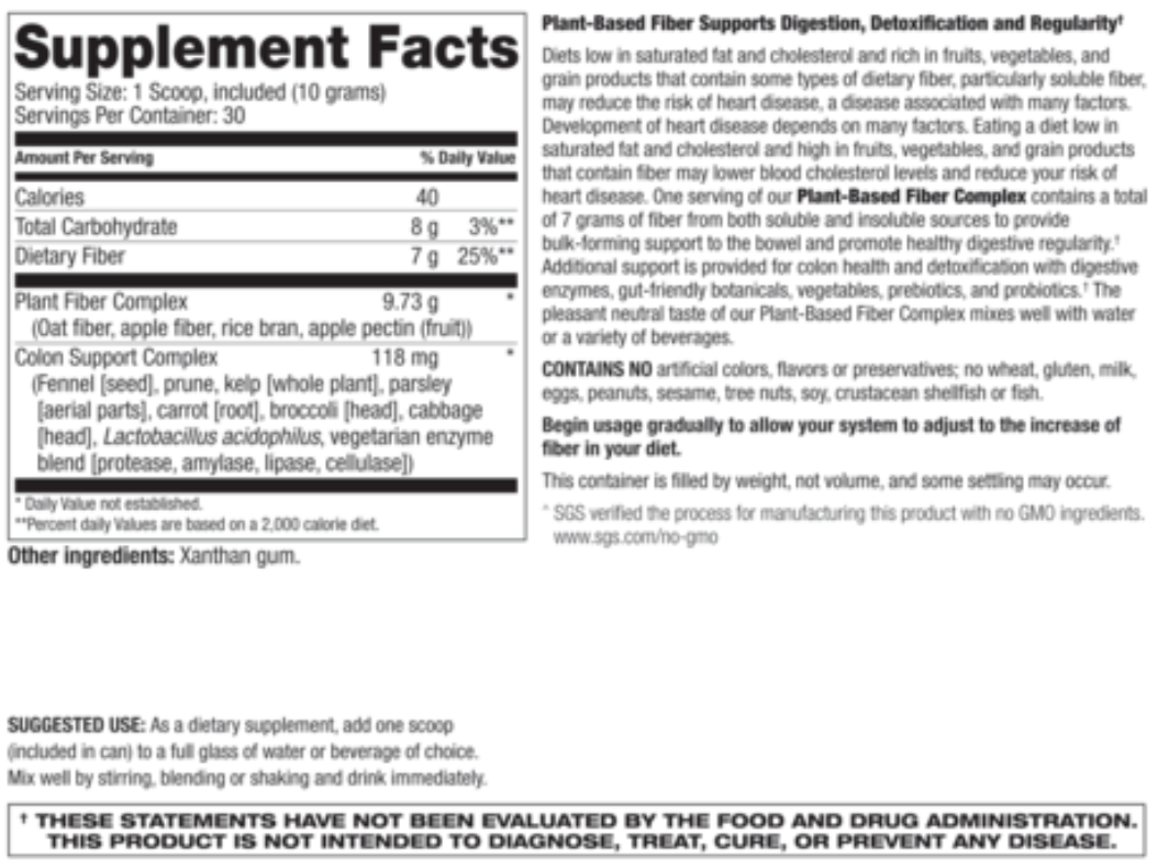 Betsy_s Basics Plant-Based Fiber Complex Supplement Facts