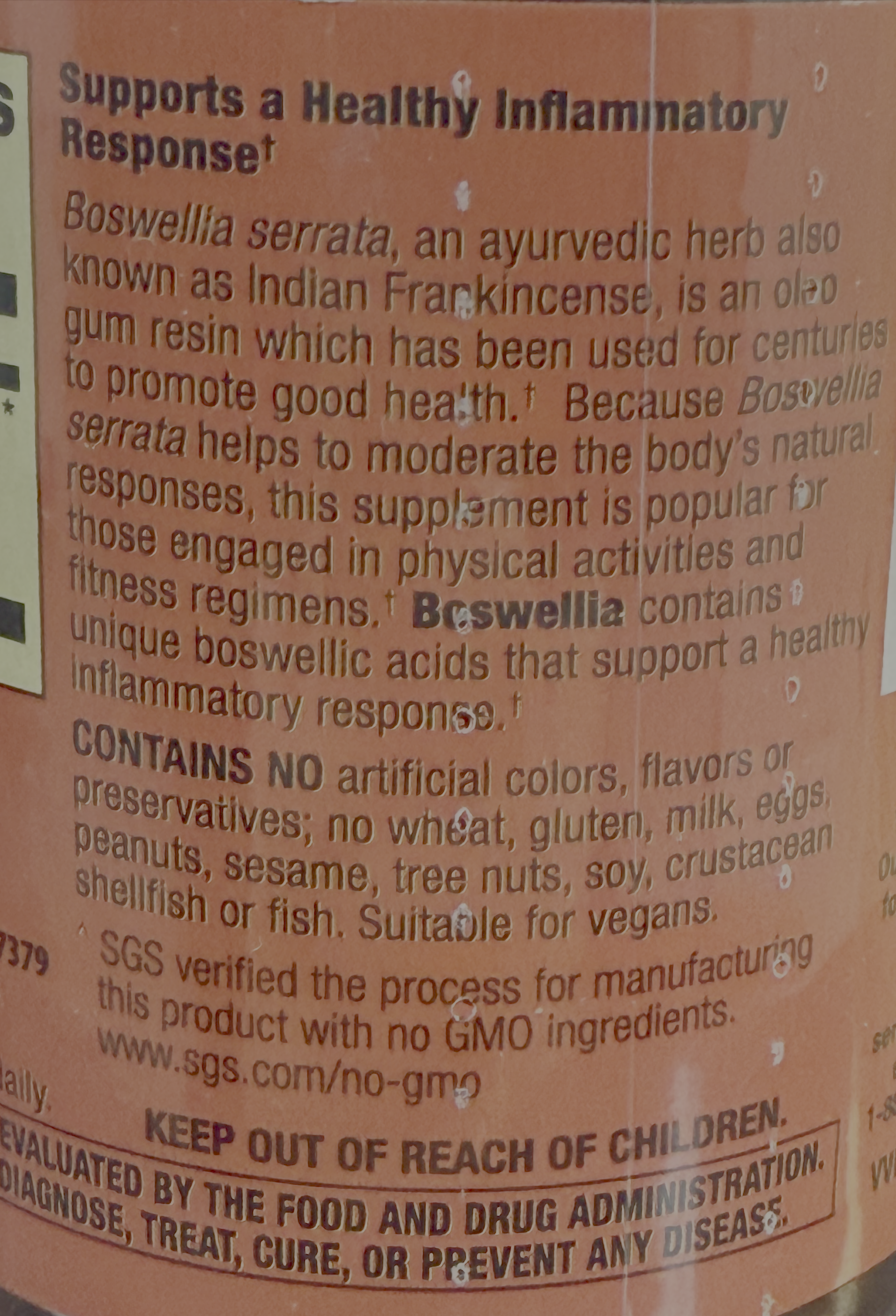 Betsy_s Basics Standardized Boswellia 450 mg Left Panel