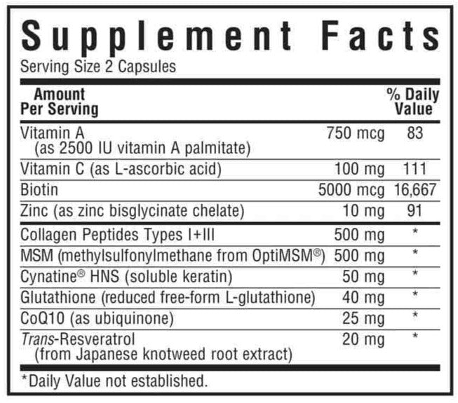 Bluebonnet Nutrition Hair Skin and Nails Supplement Facts
