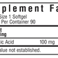 Bluebonnet Nutrition Hyaluronic Acid 100 mg Supplement Facts