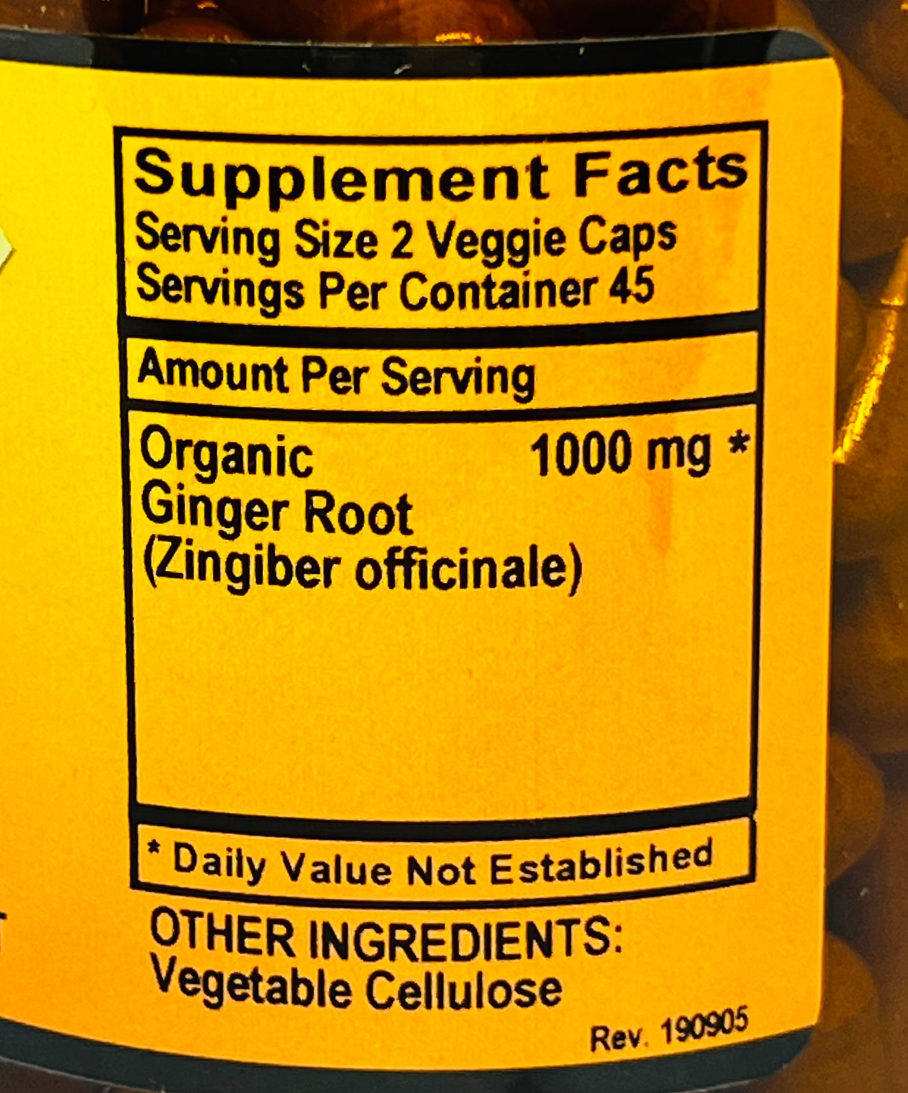 Betsy_s Basics Ginger Supplement Facts