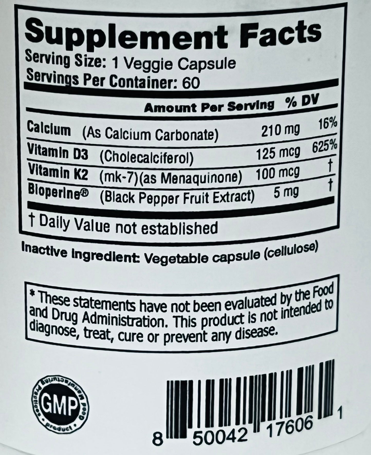 Ramona_s Essentials by Betsy_s Basics Vitamin K2 plus D3 Supplement Facts