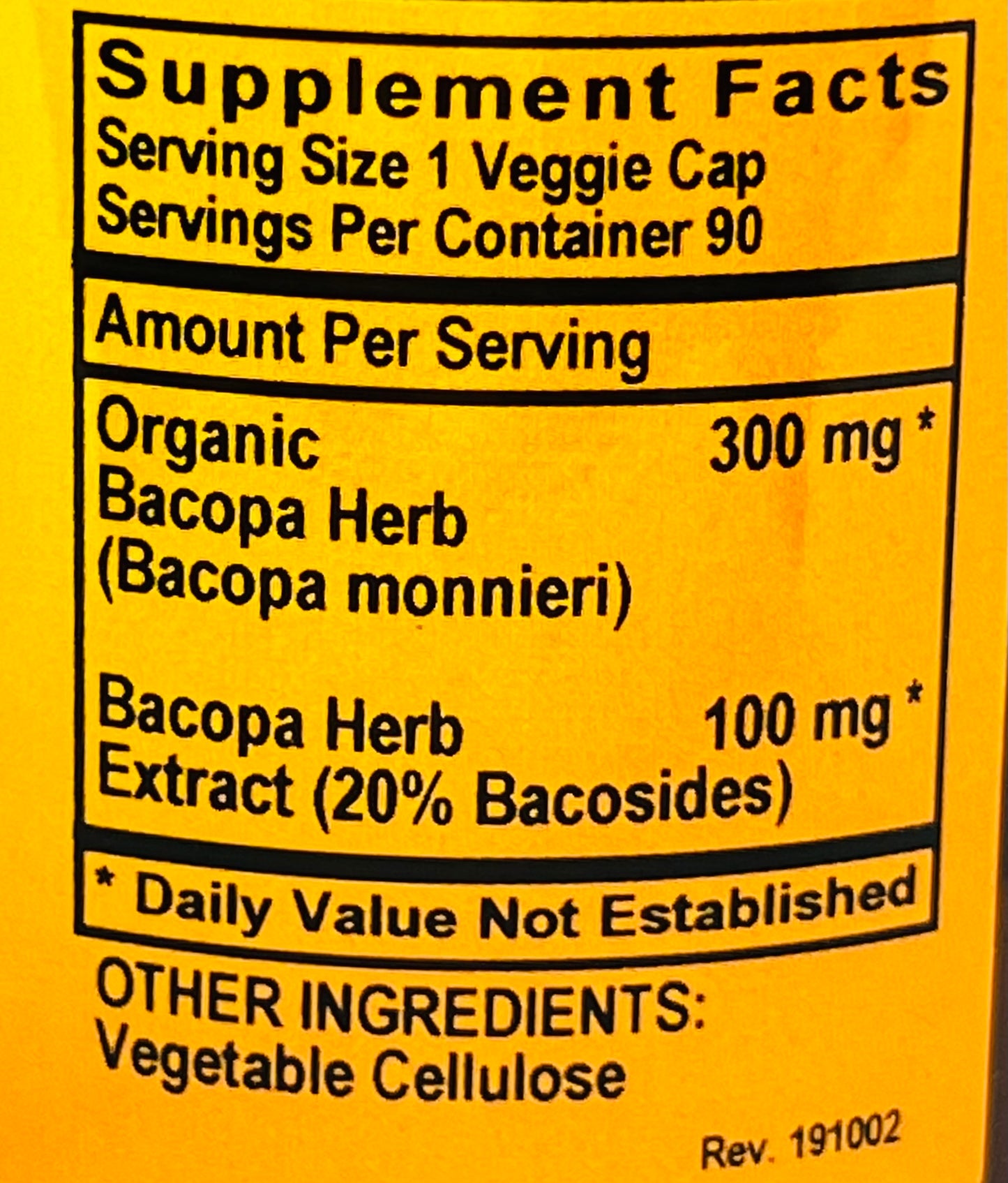 Betsy_s Basics Bacopa Supplement Facts