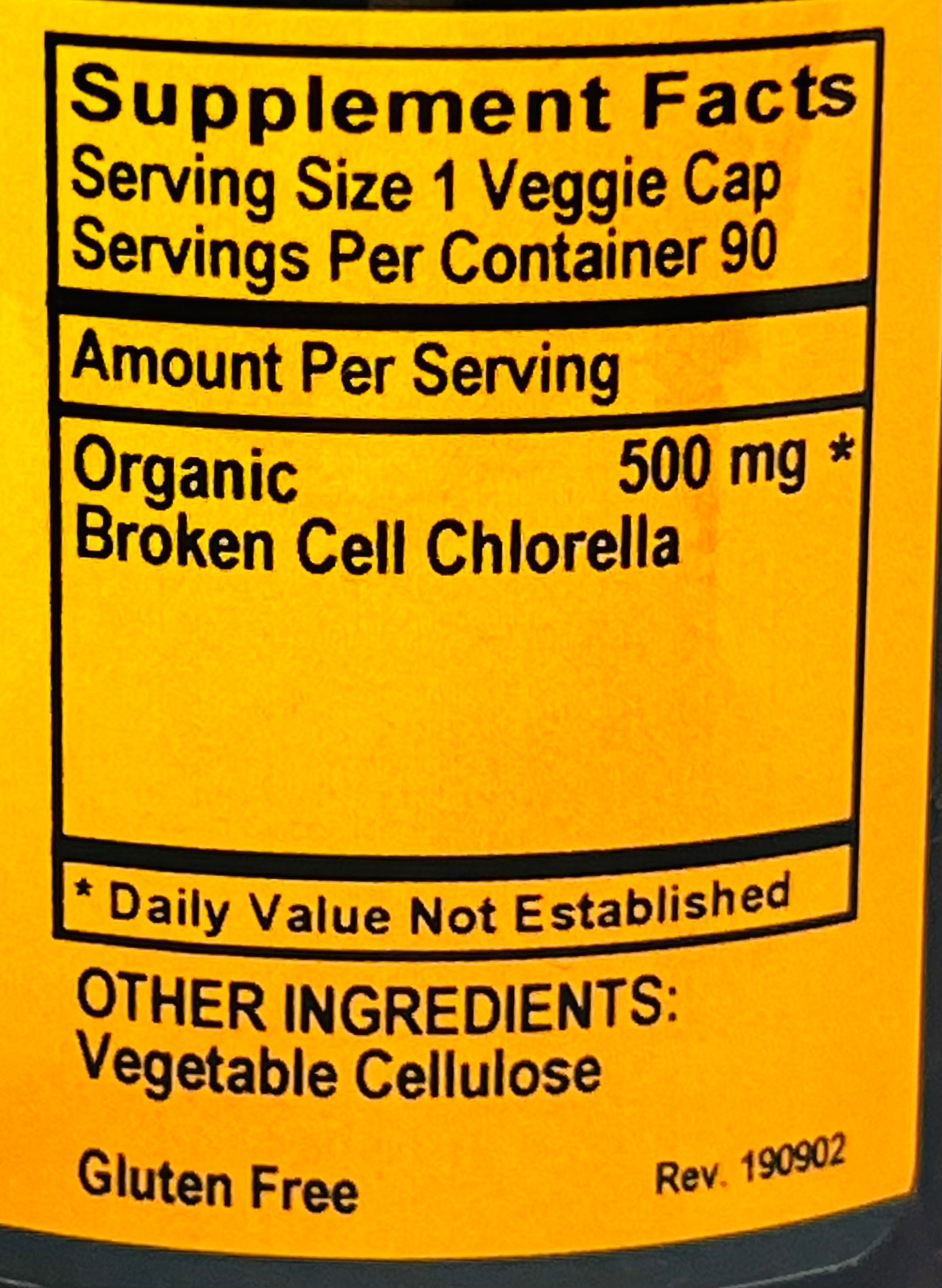 Betsy_s Basics Chlorella Broken Cell Supplement Facts