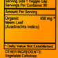 Betsy_s Basics Neem Supplement Facts