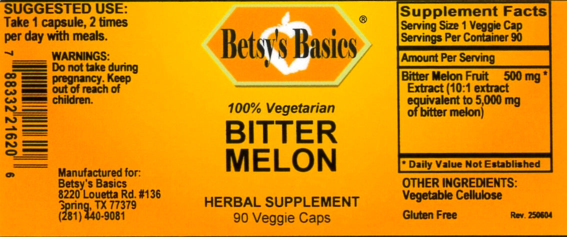 Betsy_s Basics Bitter Melon Supplement Facts Label