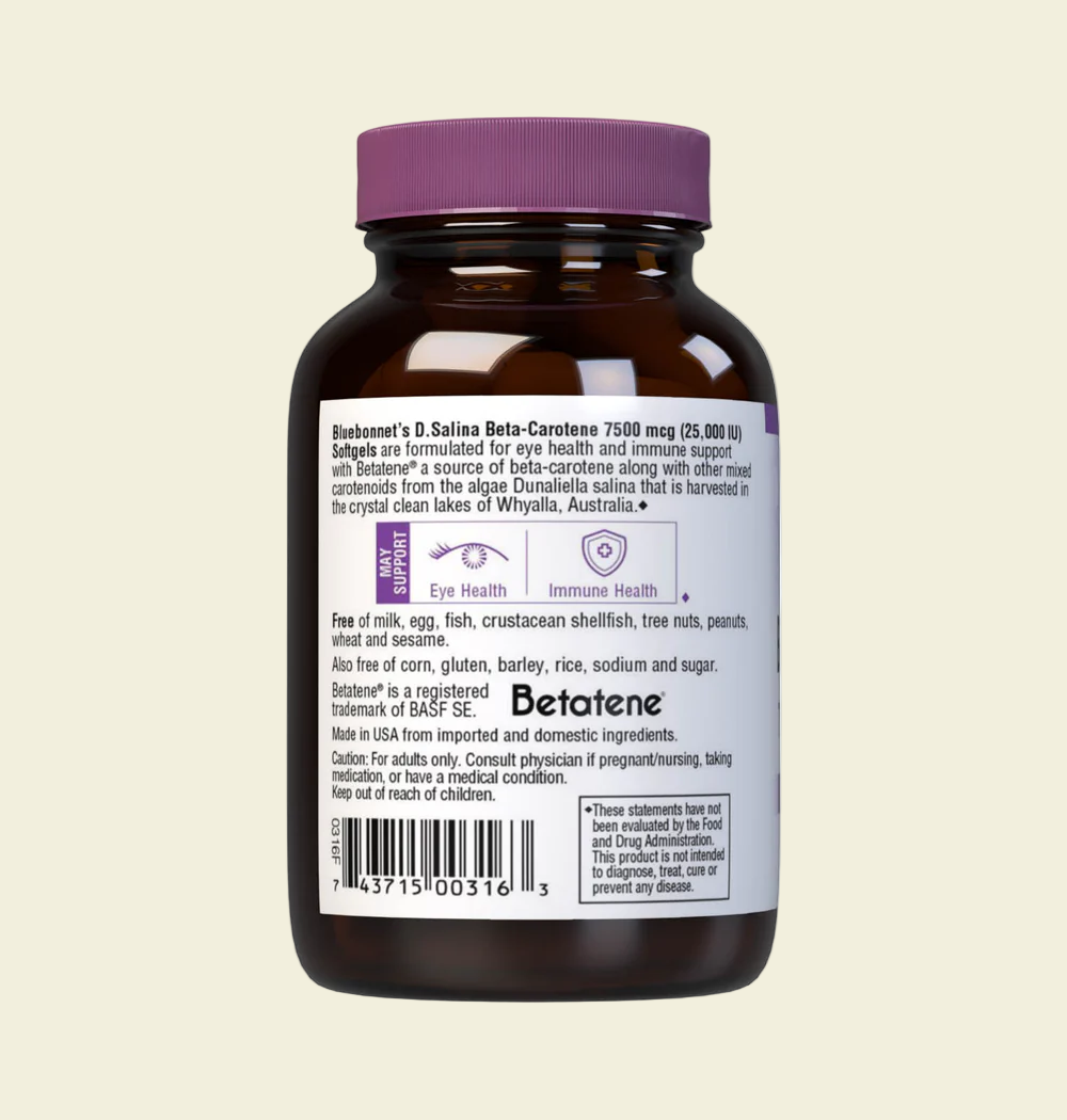 Bluebonnet Nutrition D Salina Beta-Carotene Left Panel