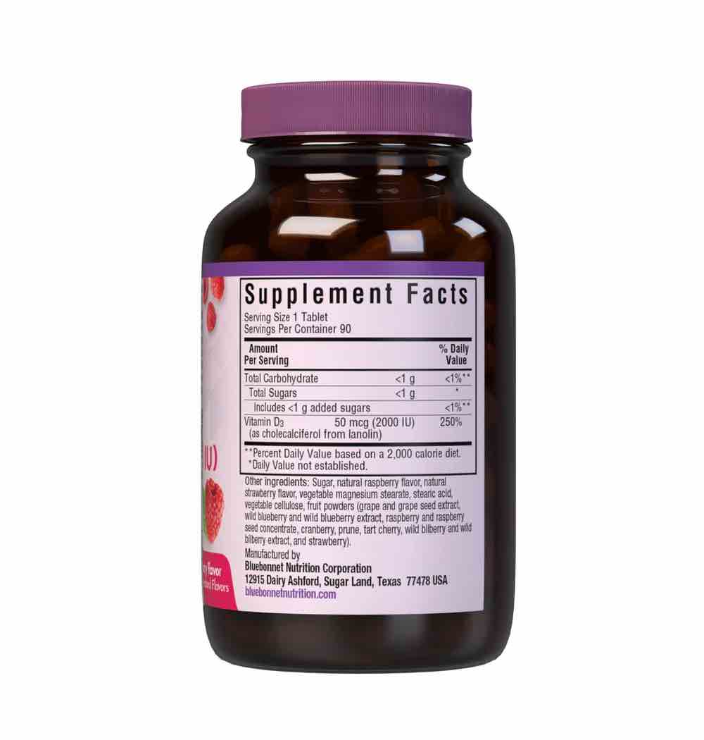 Bluebonnet Nutrition Vitamin D3 2000 iu chews Supplement Facts