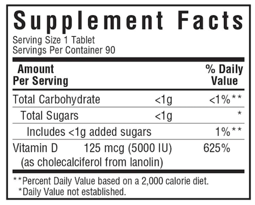 Bluebonnet Earthsweet Chewables Vitamin D3 125 mcg 5000 iu Supplement Facts
