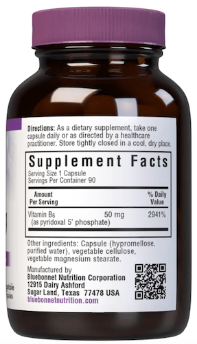 Bluebonnet Nutrition CellularActive P5P 50 mg Supplement Facts