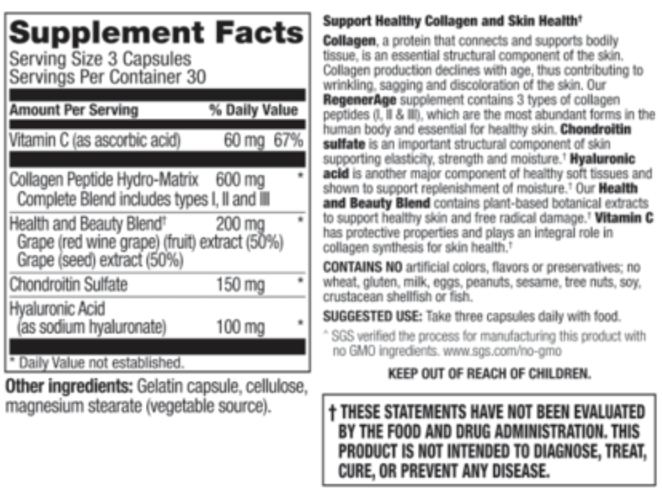 Betsy_s Basics Regenerage Supplement Facts