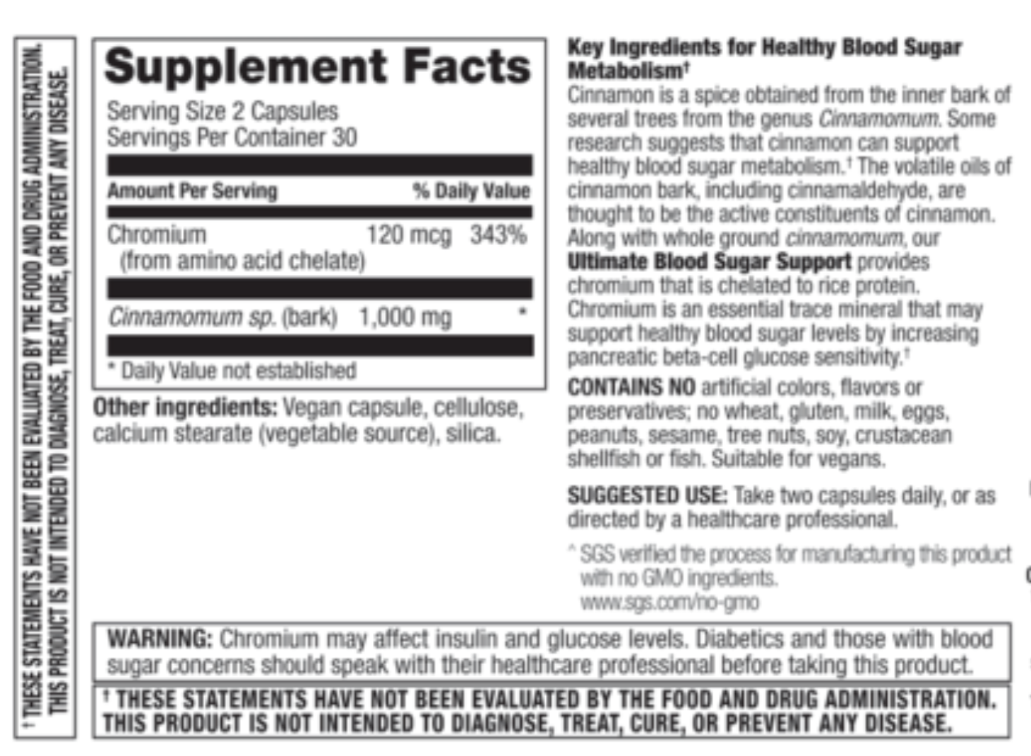 Betsys Basics Ultimate Blood Sugar Supplement Facts