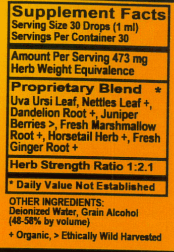 Betsy_s Basics UT Balance Liquid Herbal Formula Supplement Facts