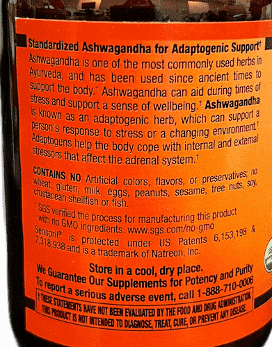 Betsy_s Basics Organic Ashwagandha 500 mg Left Panel