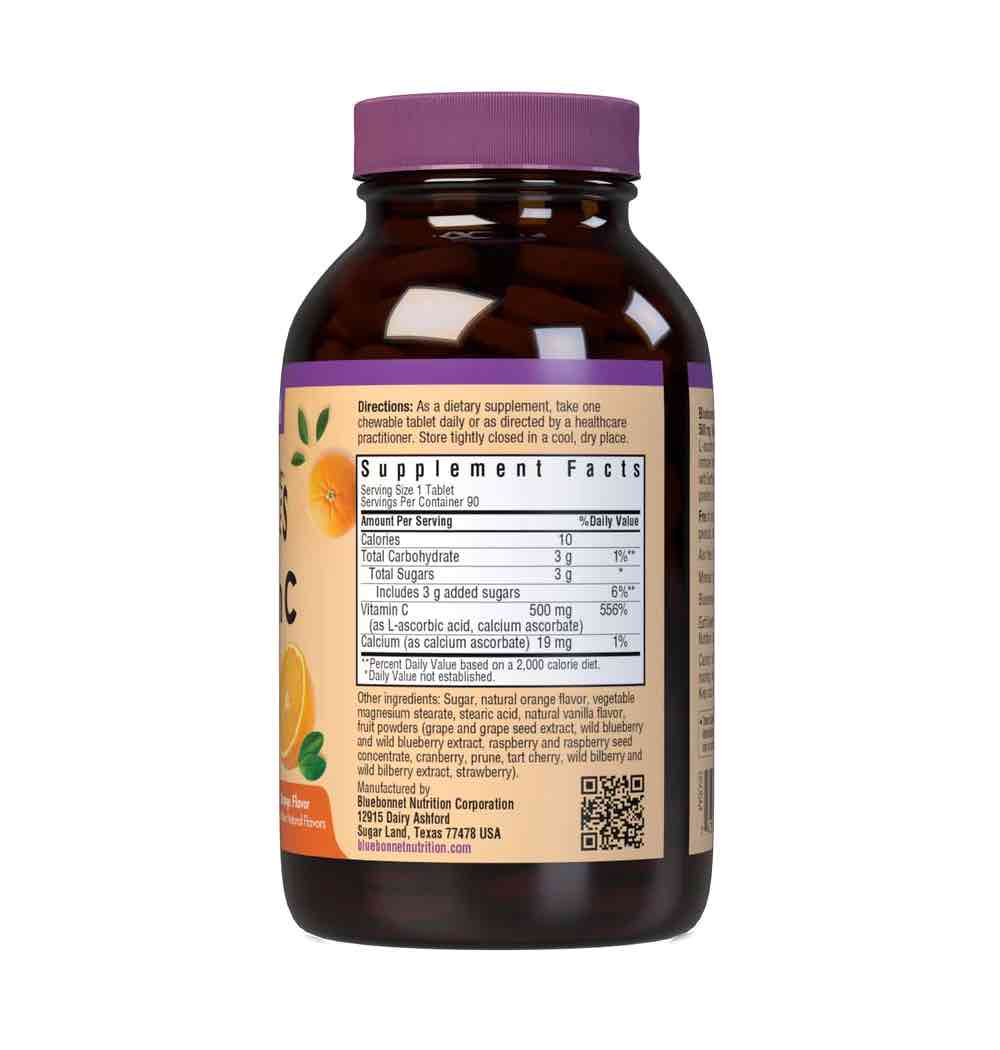 Bluebonnet Nutrition Vitamin C 500 mg chew Supplement Facts