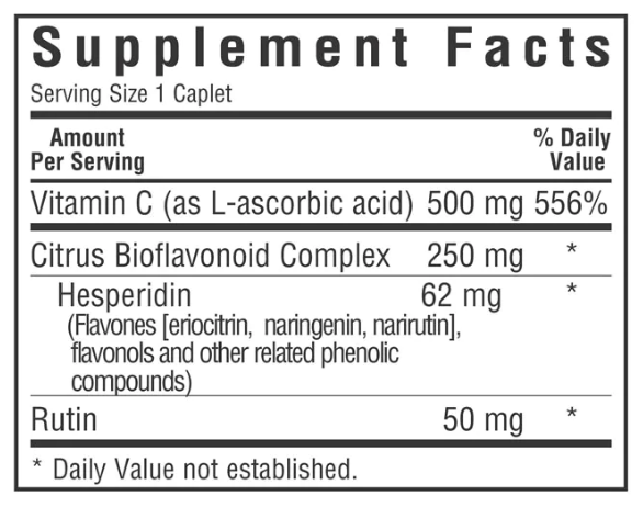 Bluebonnet Nutrition C500 and Bioflavonoids Supplement Facts