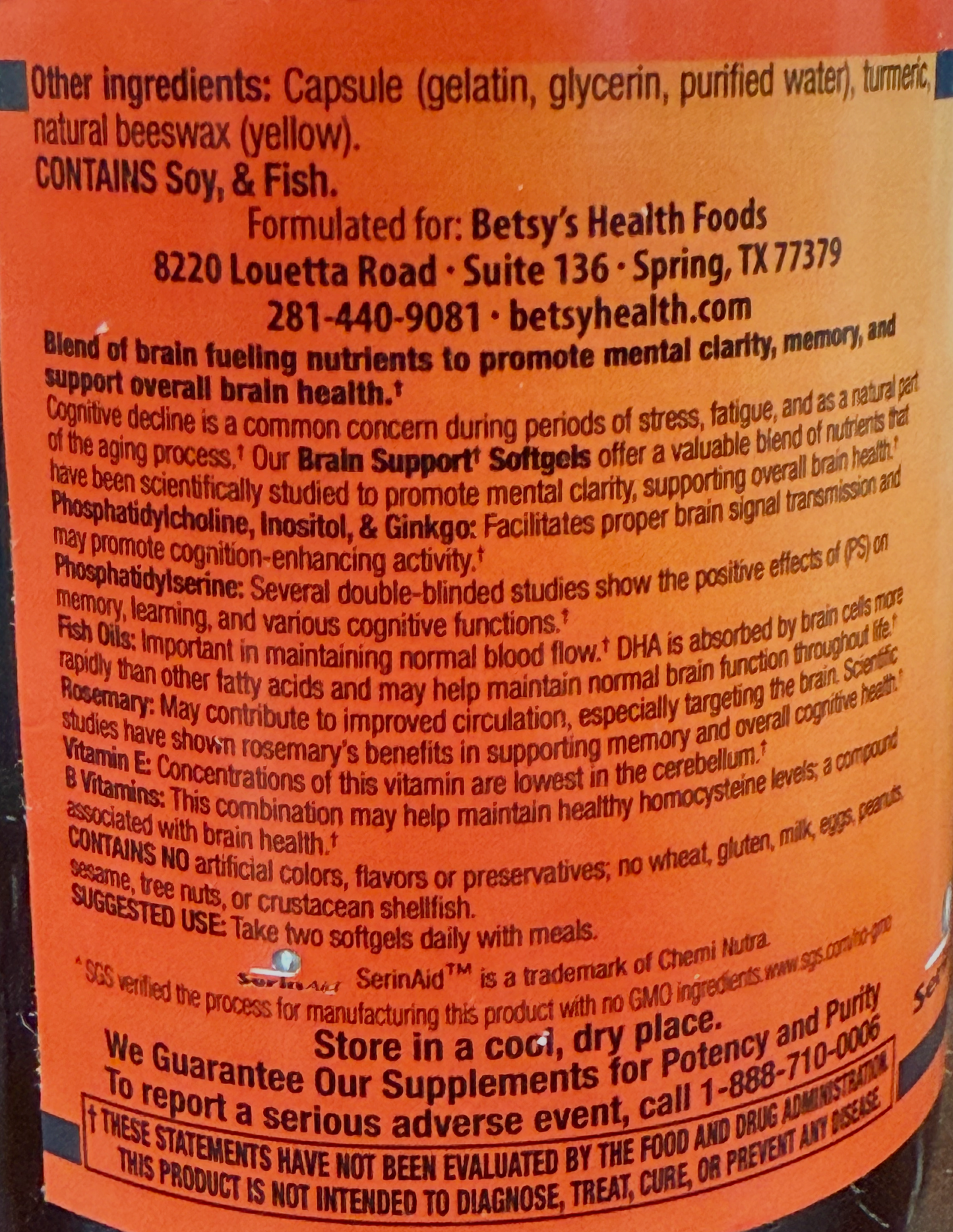 Betsy_s Basics Brain Support Softgels Left Panel
