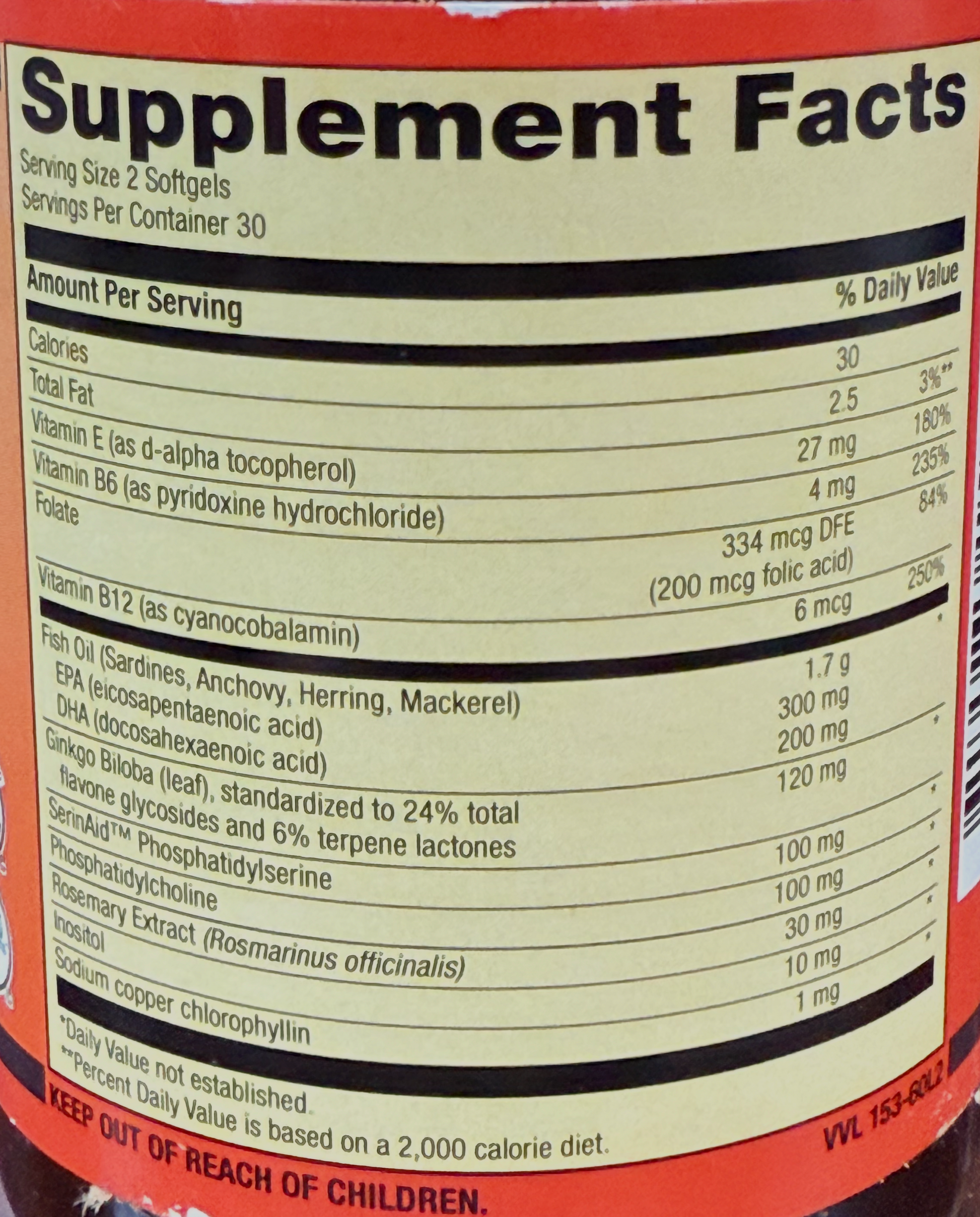 Betsy_s Basics Brain Support Softgels Supplement Facts