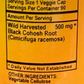 Betsy_s Basics Black Cohosh Supplement Facts