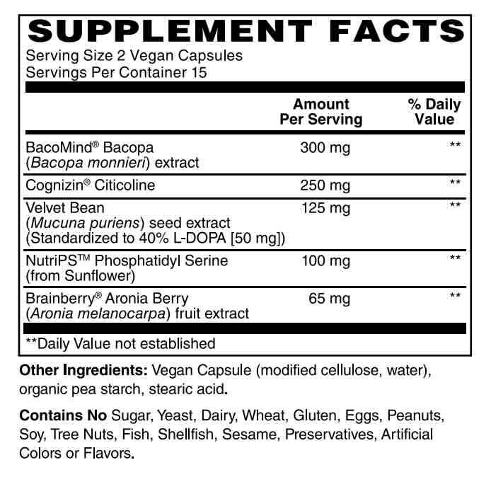 Betsy_s Basics Advanced Brain Support Supplement Facts