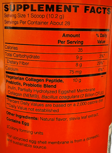 Betsy_s Basics Vegetarian Collagen Peptides Supplement Facts