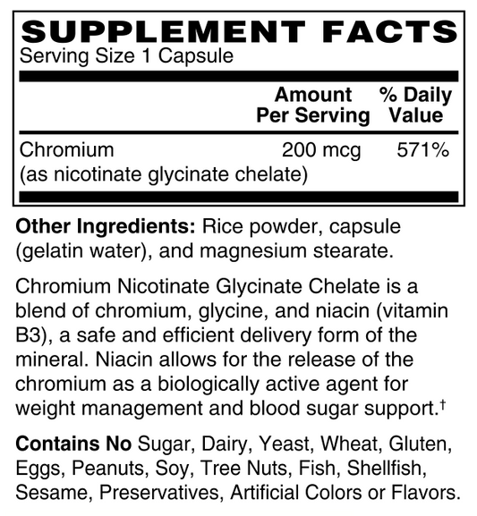 Betsy_s Basics Chromium GTF Supplement Facts