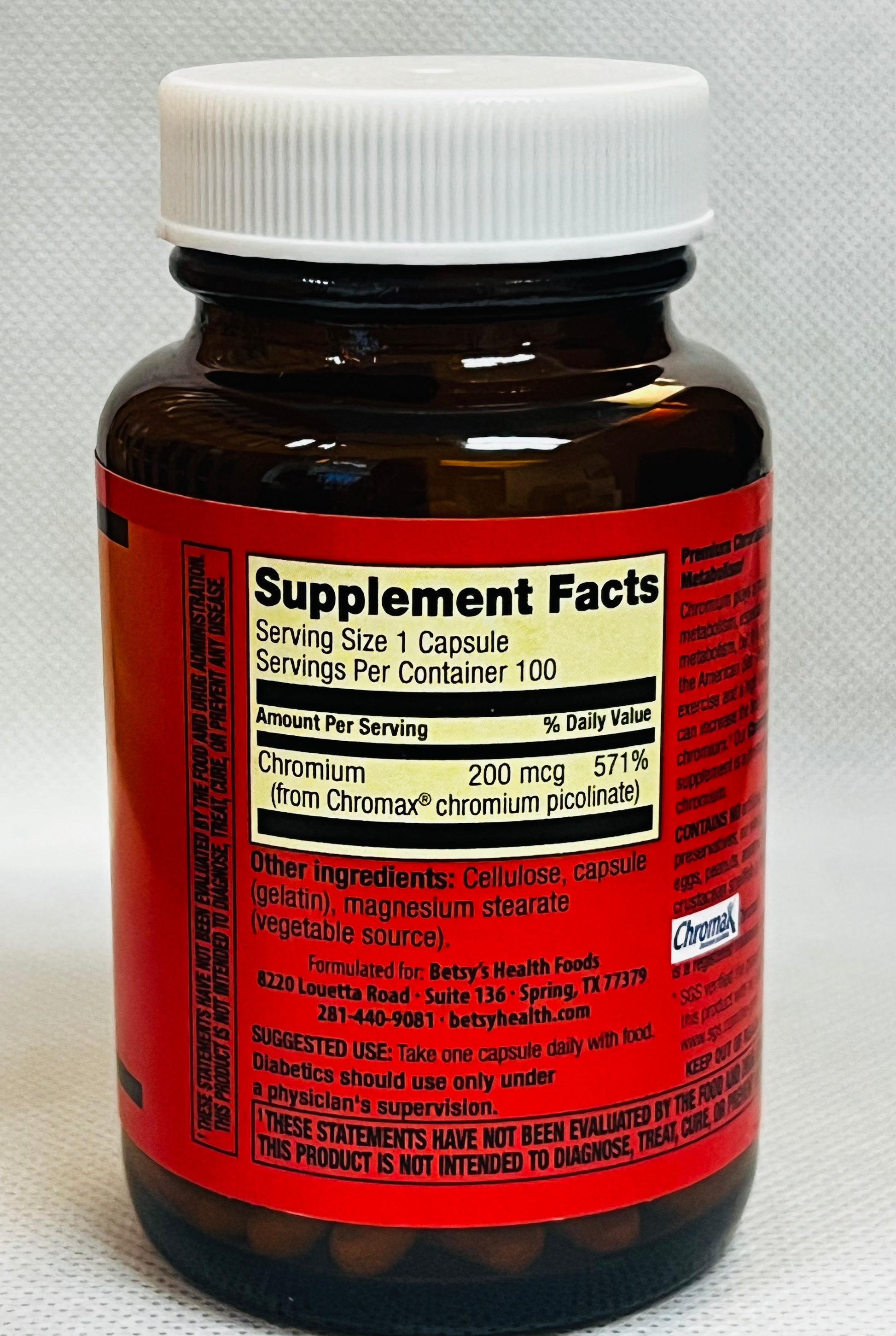 Betsy_s Basics Chromium Picolinate Supplement Facts