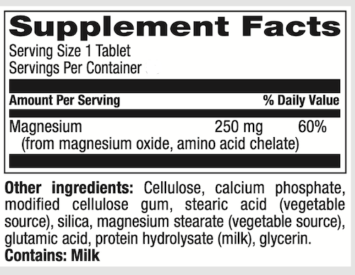 Betsy_s Basics Chelated Magnesium Supplement Facts