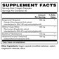 A supplement facts label with a black-and-white supplement facts panel showing serving size, servings per container, and listed ingredients including Bergamont, VinNitrox Grape Whole, BenfoPure, and Ubiquinol.