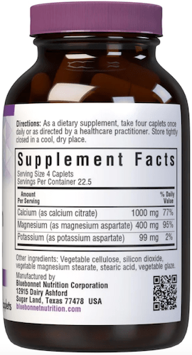 Bluebonnet Nutrition Calcium Magnesium Potassium Supplement Facts