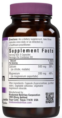 Bluebonnet Nutrition Calcium and Magnesium Supplement Facts
