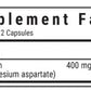 Bluebonnet Nutrition Magnesium Aspartate Supplement Facts