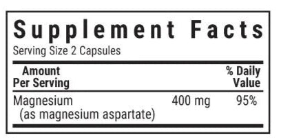 Bluebonnet Nutrition Magnesium Aspartate Supplement Facts