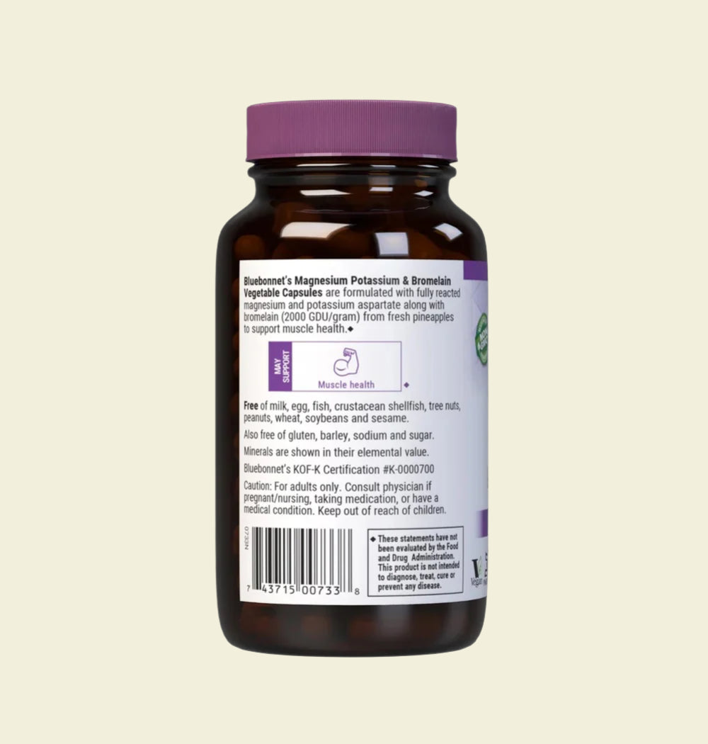 Bluebonnet Nutrition Magnesium Potassium and Bromelain Left Panel