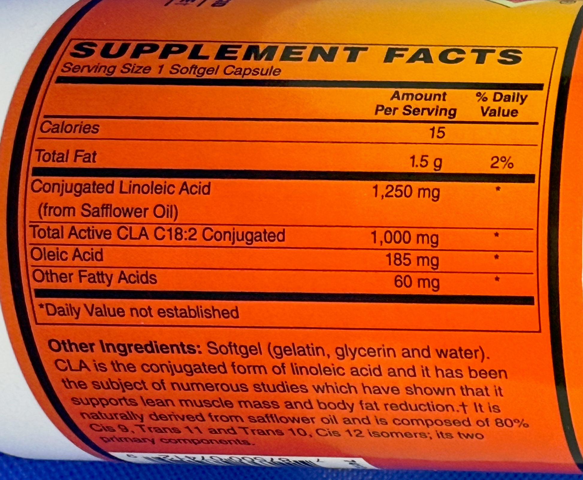 Betsy_s Basics Hi-Potency CLA 1250 mg Supplement Facts
