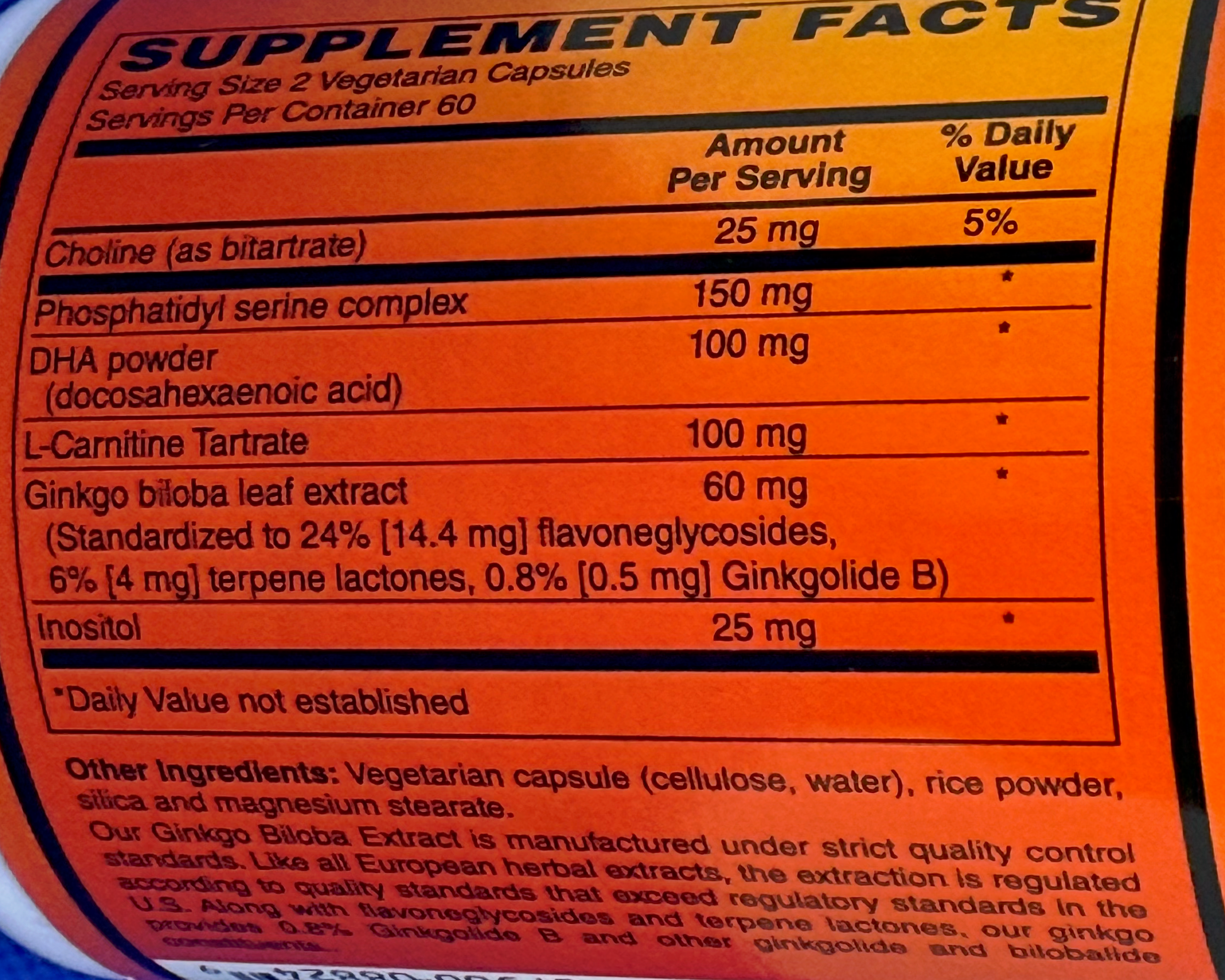 Betsy_s Basics Brain Support Supplement Facts