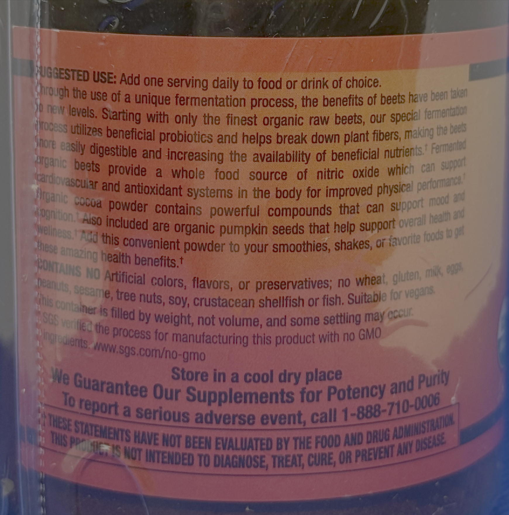 Betsy_s Basics Beet Booster Powder Left Panel
