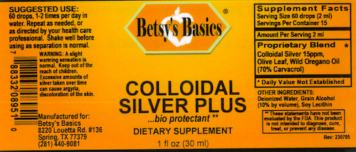 Betsy_s Basics Colloidal Silver Plus Full Label