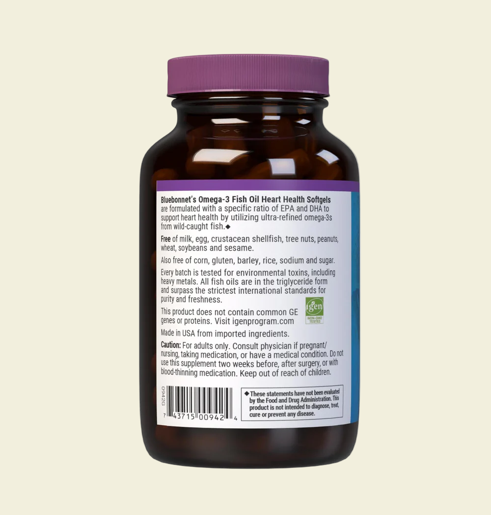 Bluebonnet Nutrition Omega-3 Fish Oil Heart Health Left Panel