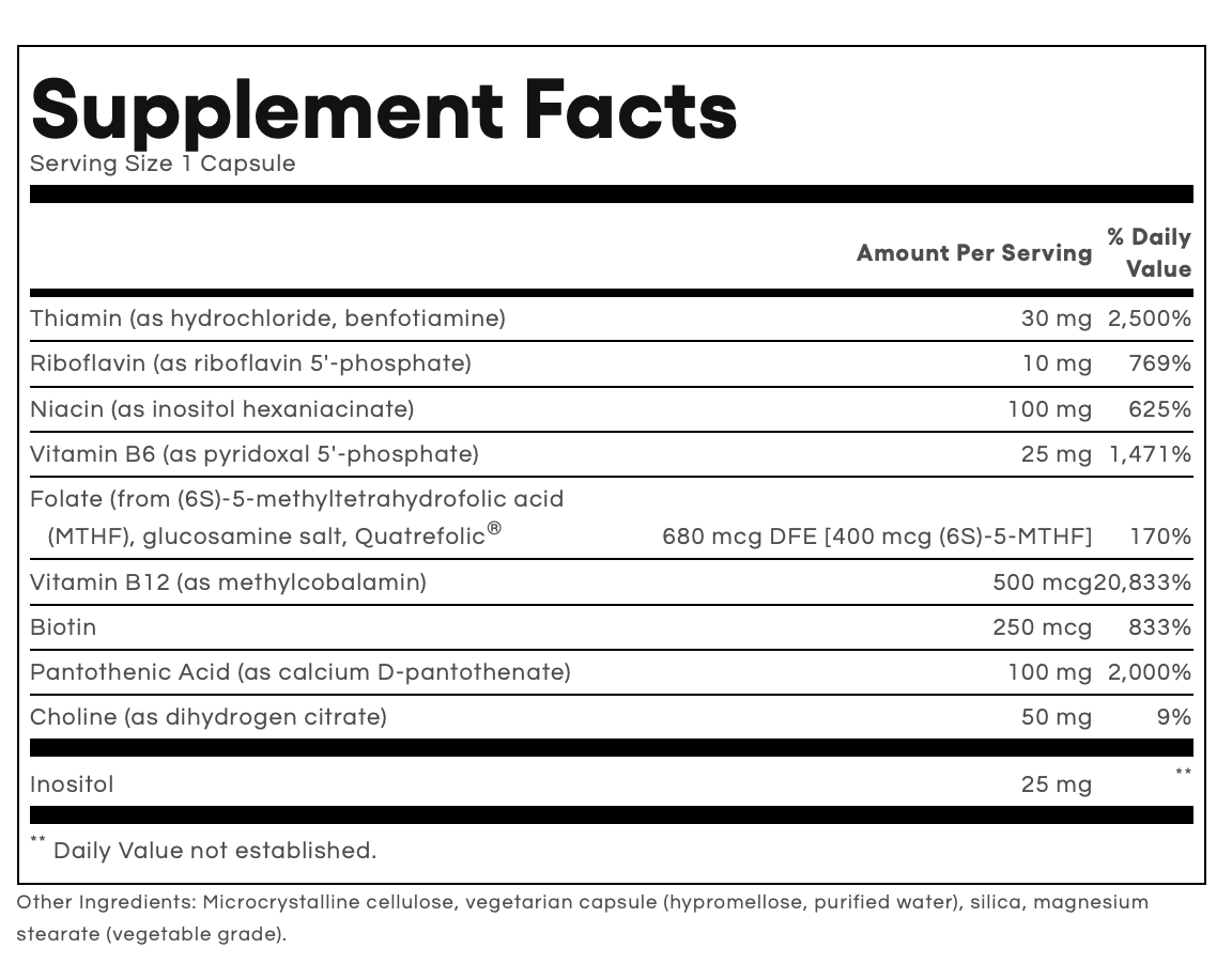 Natural Factors BioCoenzymated Active B Complex Supplement Facts