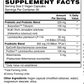 Supplement facts label for a synbiotic product with trademarked ingredients and Akkermansia