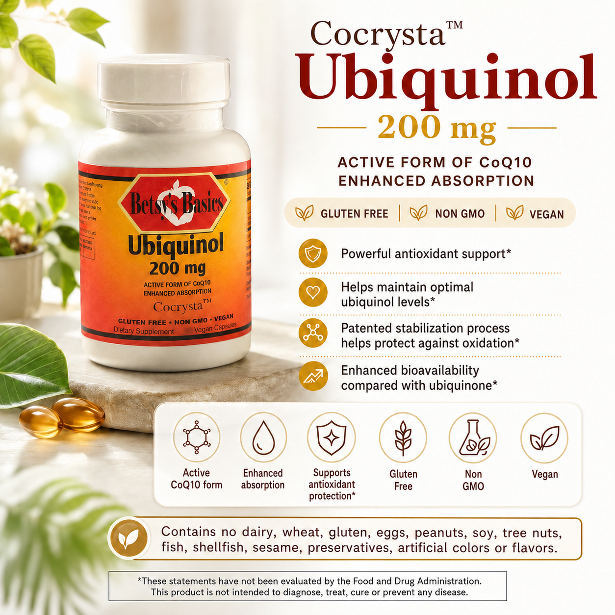 Betsys Basics Cocrysta Ubiquinol 200 mg