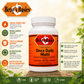 Betsy's Basics Once Daily Multi dietary supplement bottle shown on a wooden surface with a light beige background, featuring product details, benefits, and icons on both sides.