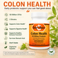 A bottle of Betsy's Basics Colon Health 50 Billion Probiotic dietary supplement capsules, set against a light beige background with green leaves and white flowers. The left side features a list of benefits with icons, and the bottom right has a 'Daily Support Total Wellness' badge.