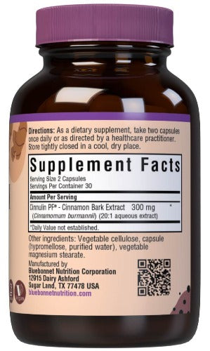 Bluebonnet Nutrition Cinnulin PF Cinnamon Supplement Facts