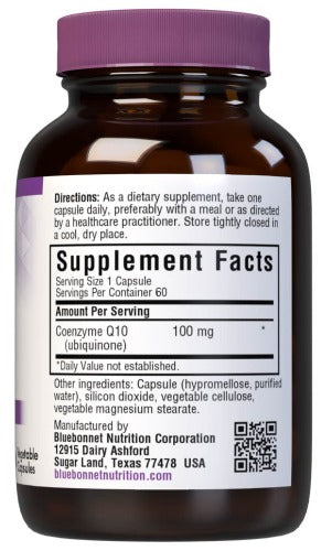 Bluebonnet Nutrition CoQ10 100 mg Supplement Facts