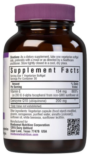 Bluebonnet Nutrition CoQ10 200 mg Supplement Facts
