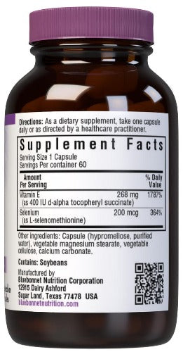 Bluebonnet Nutrition Dry-E and Selenium Supplement Facts
