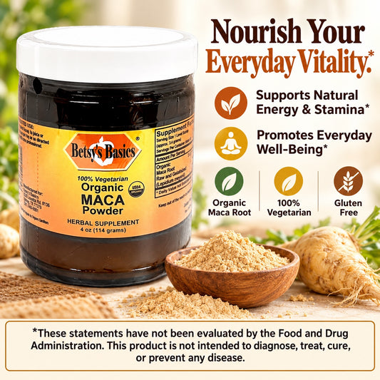 Betsy_s Basics Organic Maca Powder Herbal Supplement